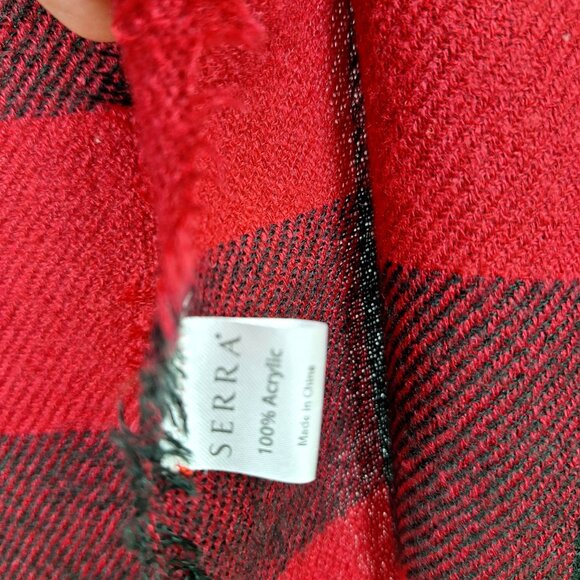 Large Heritage Print Buffalo Plaid Wrap. Red Black Blanket Scarf Size 44 x 84 - Picture 9 of 9